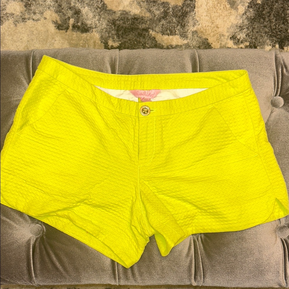 Lilly Pulitzer Neon Lime High-Waist Textured Shorts - Picture 2 of 8